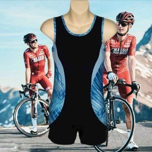 DANSKIN NOW Blue and Black Colorblock Gym Biketard